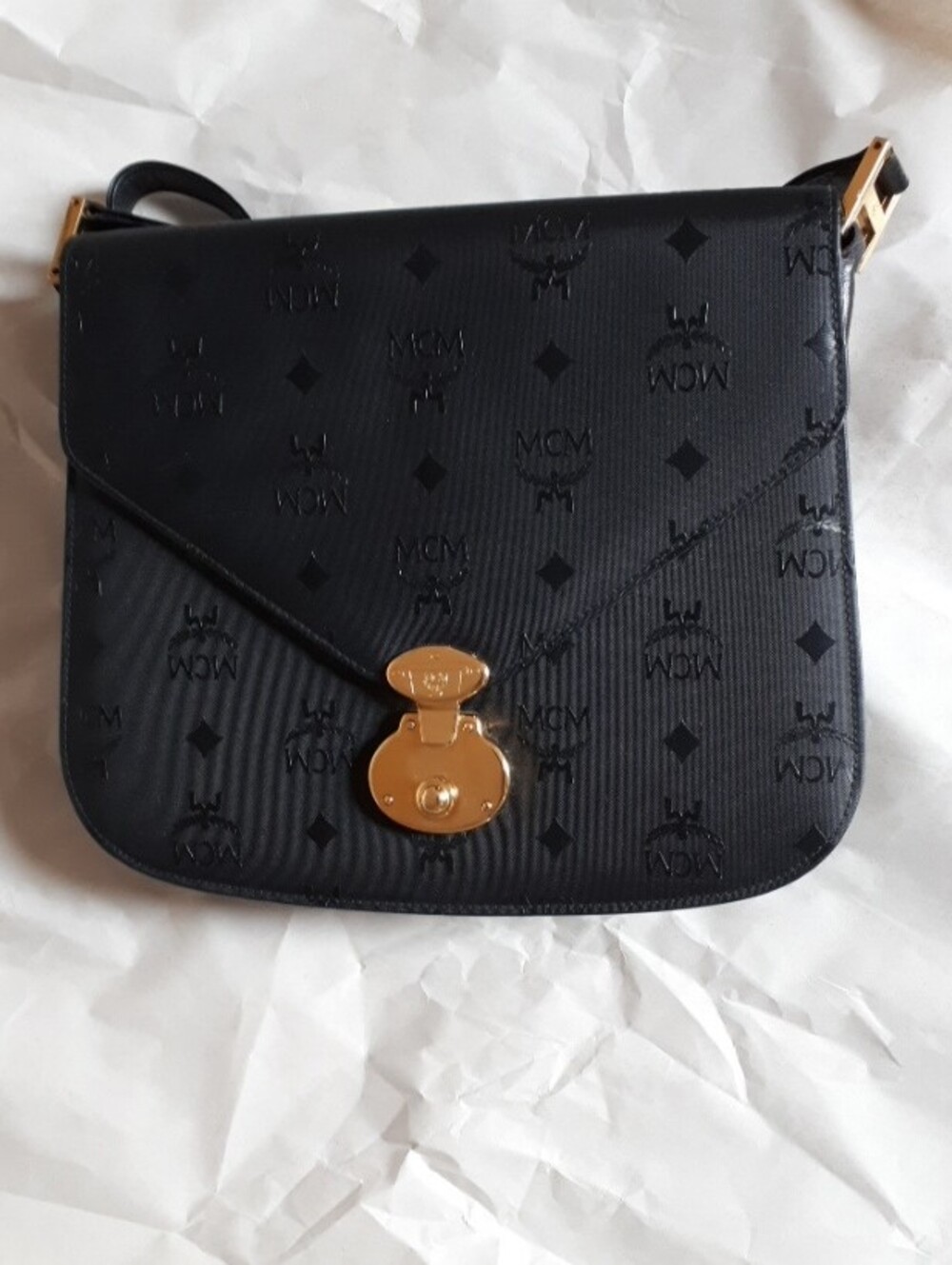 Vintage MCM Black Visetos Shoulder/Crossbody Bag